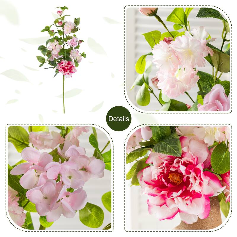 Glitzhome 28"H Set of 2 Pink Hydrangea, Peony & Cherry Pick