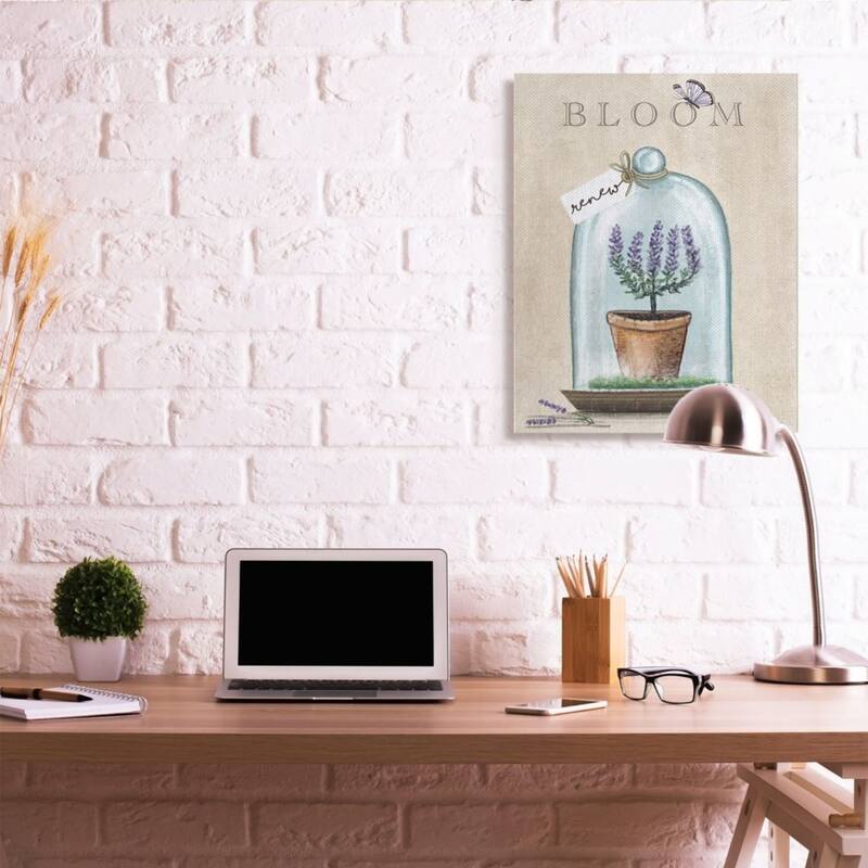 Stupell Bloom and Renew Text Purple Lavender Cloche Canvas Wall Art