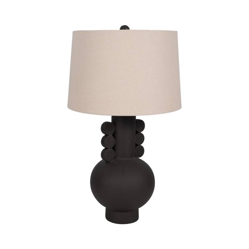 Sagebrook Home Ceramic Eared Totem Table Lamp, 30-inch, Chic Black Design - 17" x 17" x 30"