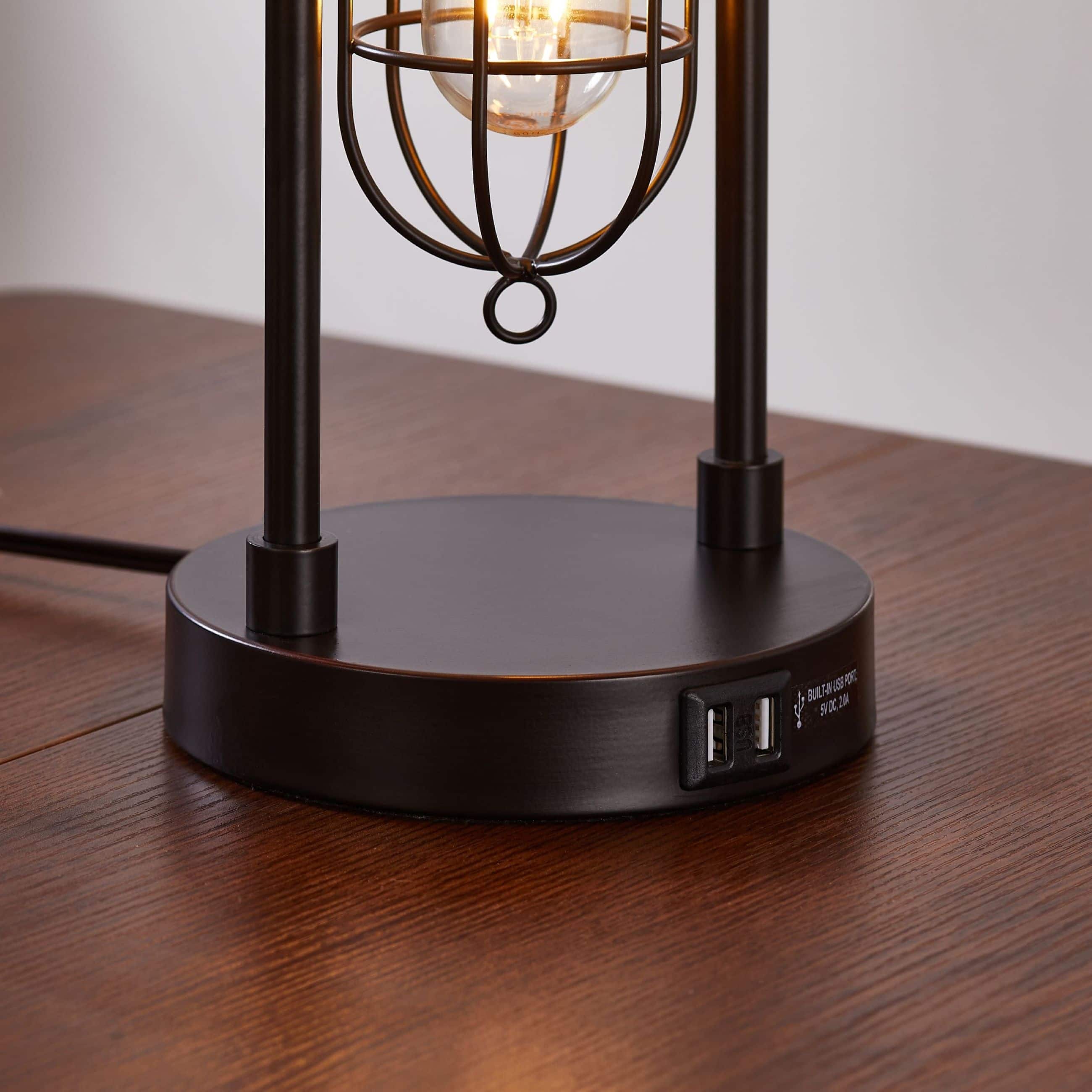 KAWOTI 21.5” Table Lamp Set With Night Light And USB Ports (Bulbs