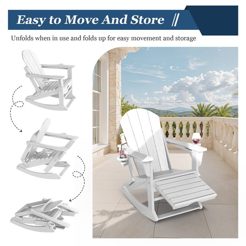 Foldable Outdoor Rocking Chair – Removable Wheels, Ergonomic & Weatherproof