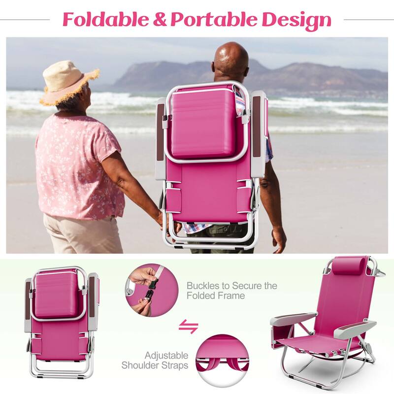 Goplus 1/2 PCS Folding Beach Chair for Adult Lightweight Aluminum