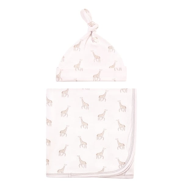 slide 1 of 1, Touched by Nature Baby Organic Cotton Swaddle Blanket and Headband or Cap, Little Giraffe, One Size - Little Giraffe - One Size One Size - Little Giraffe