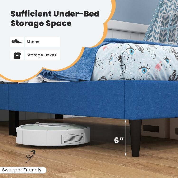 Upholstered Platform Bed with Button Tufted Headboard