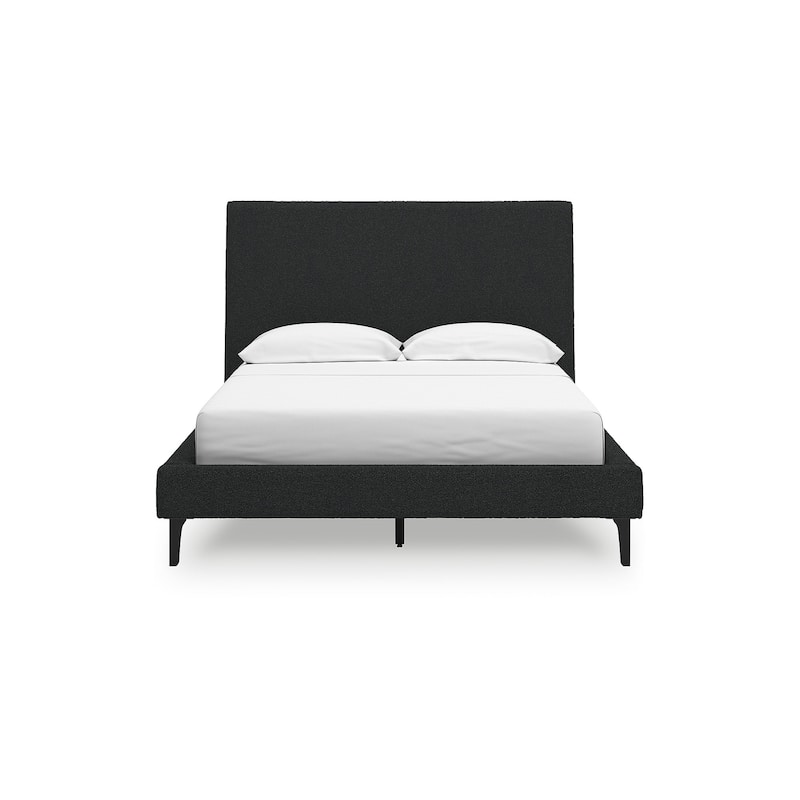 Signature Design by Ashley Cadmori Black Upholstered Bed with Roll Slats