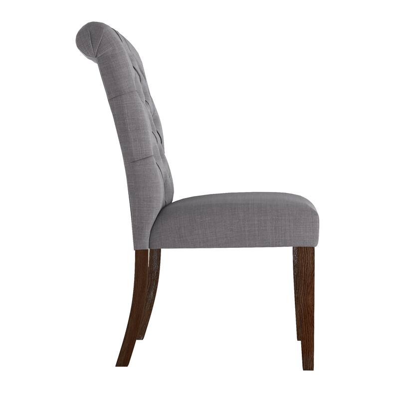 Benchwright Linen Tufted Dining Chair with Brown Finish Legs (Set of 2) by iNSPIRE Q Artisan