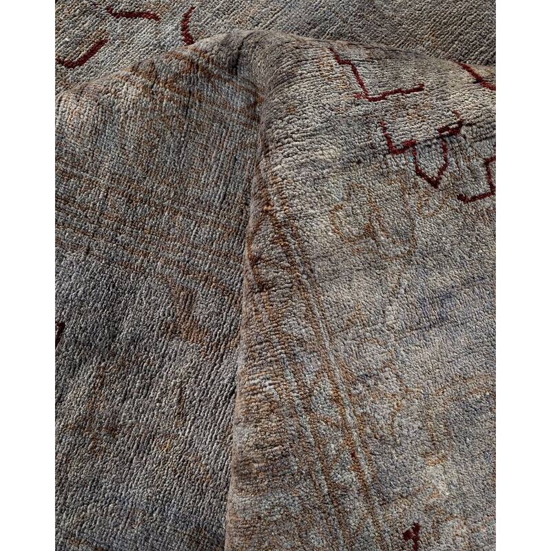 Overton Hand Knotted Wool Vintage Inspired Modern Contemporary Overdyed Gray Area Rug - 9' 1" x 12' 1"
