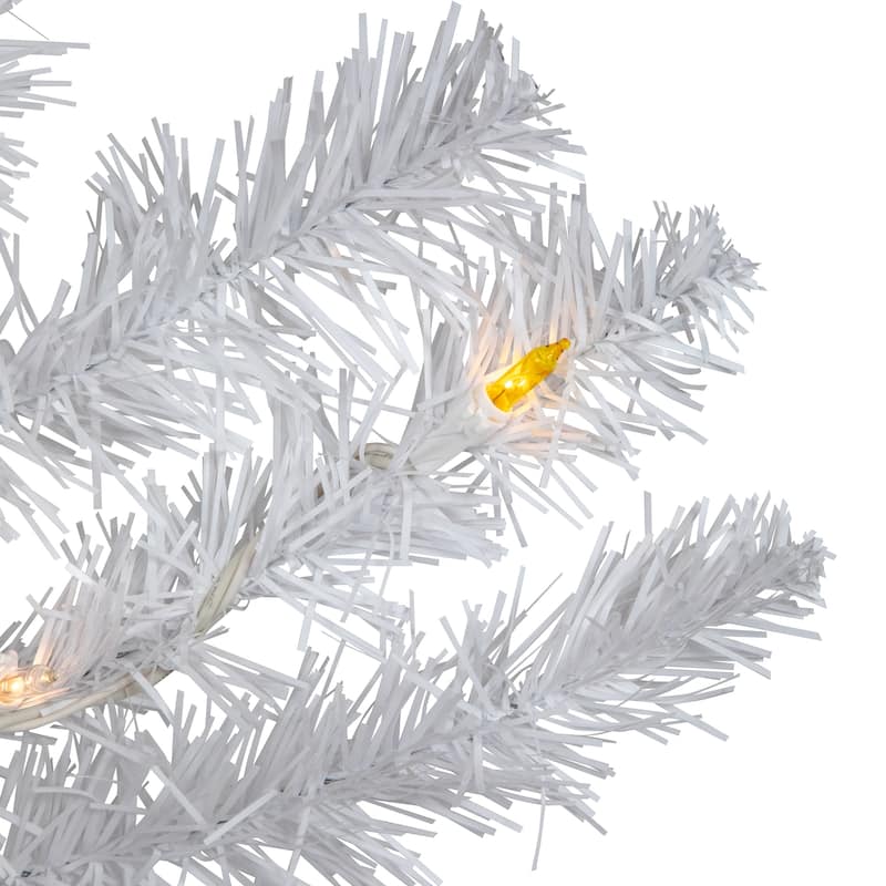 Pre-Lit Medium Snow White Artificial Christmas Tree - 3' - Multi Lights - 3 Foot
