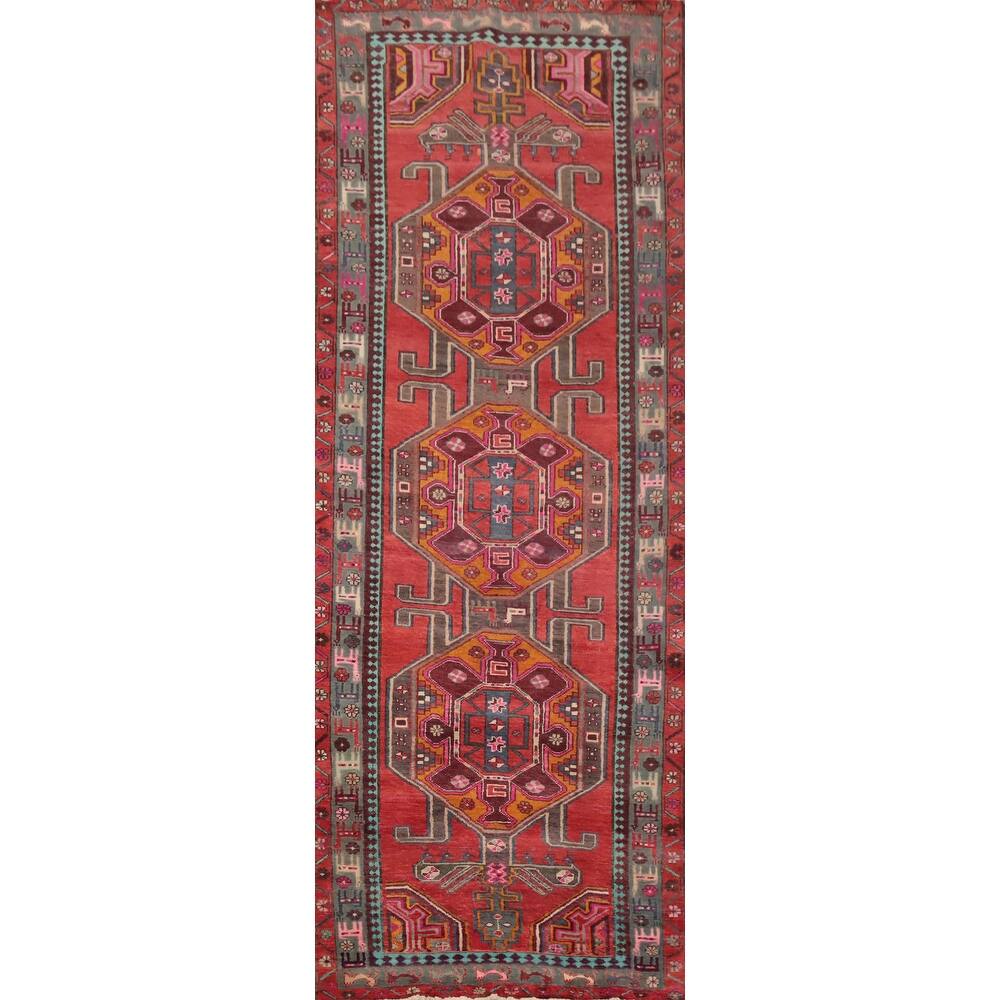 Hand Knotted Oriental 100% Wool Carpet Traditional Tribal Red Ardebil Runner Rug - 10' 4'' X 3' 5''