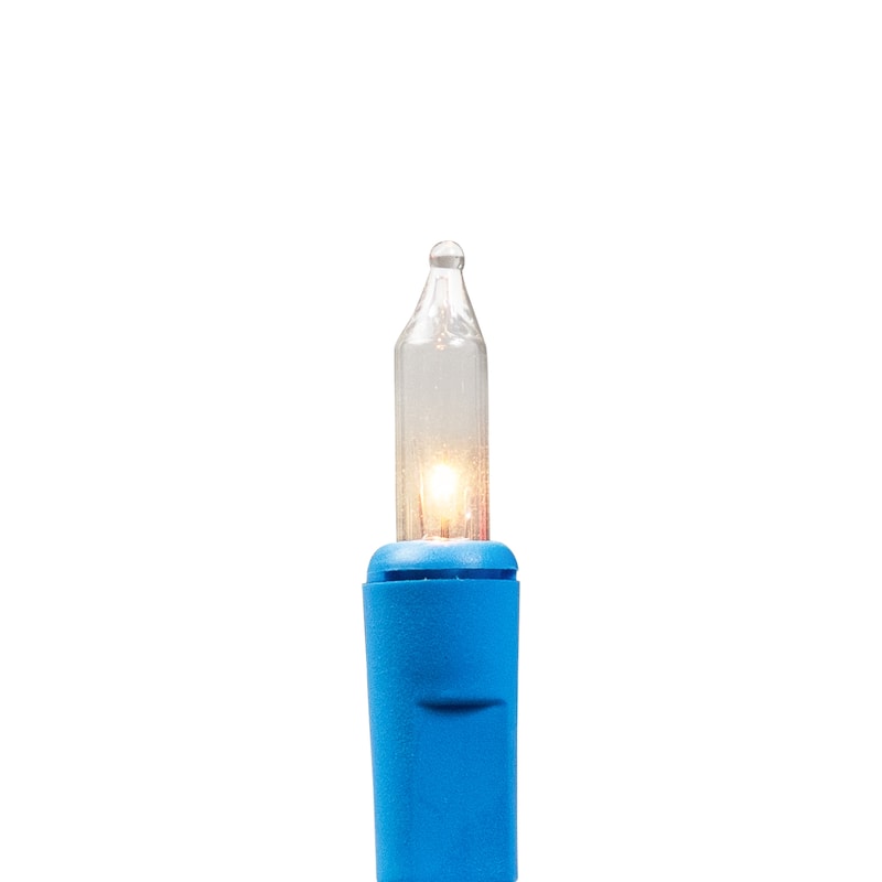 Mini Christmas Commercial Light Set - Clear - 60' Blue Wire - 100ct