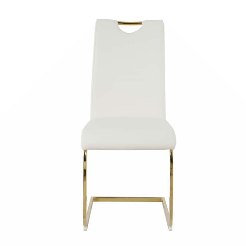 Dining Living Room Chairs Upholstered Chair with gold Metal Legs Design Set of 2