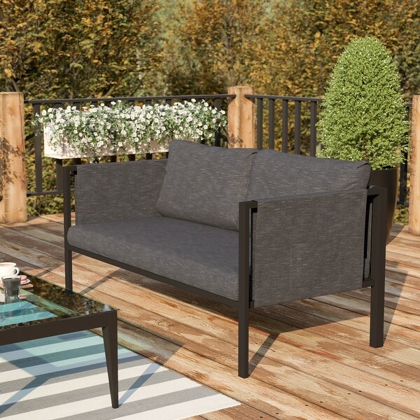 Metal frame shop loveseat