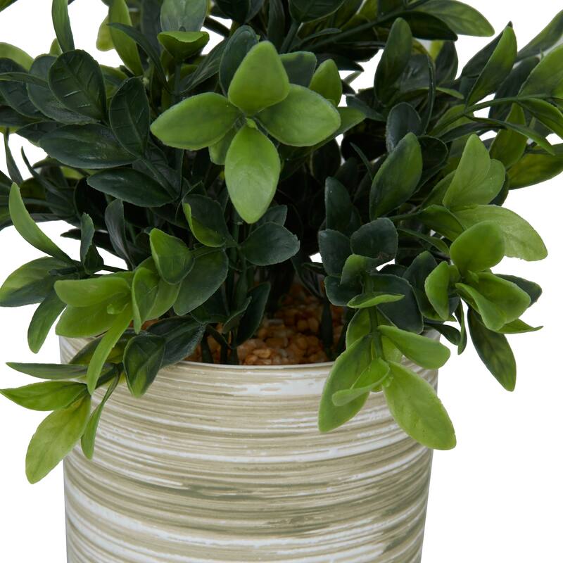 Faux Foliage Eucalyptus Artificial Plant with Realistic Leaves and Patterned Porcelain Pot - Green - Roche River Decor