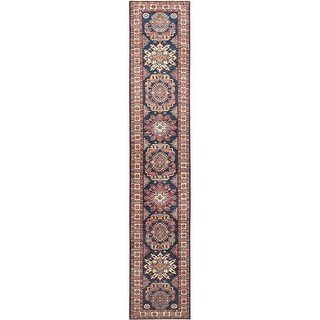 Shahbanu Rugs Prussian Blue Afghan Super Kazak Large Geometric ...