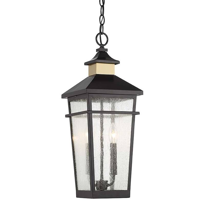 Savoy House 5-717 Kingsley 2 Light 9" Wide Mini Pendant - Matte Black / Warm Brass