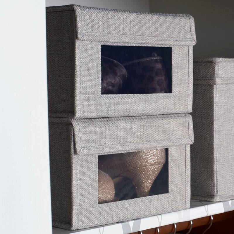 Household Essentials Small Drop Front Shoe Box, Silver, 2-Pack - 8'' x 13'' x 5'' - 8'' x 13'' x 5'' - Grey