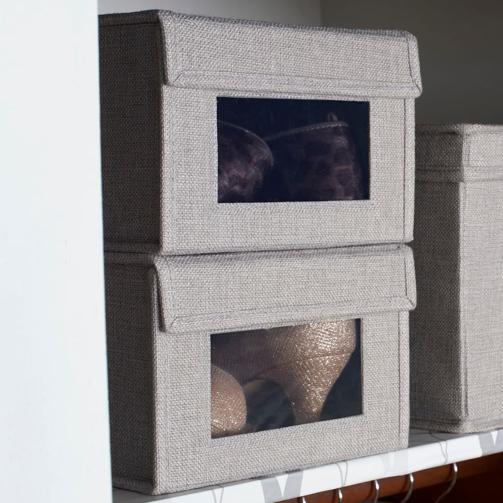 Household Essentials Small Drop Front Shoe Box, Silver, 2-Pack - 8'' x 13'' x 5''