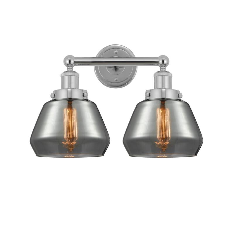 Innovations Lighting 616-2W-10-16 Fulton Vanity Fulton 2 Light 16" - Polished Chrome / Plated Smoke