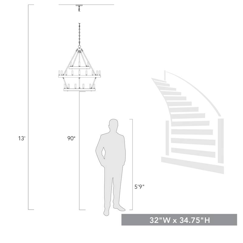 Alastair 3 Tier - 18 Light Chandelier - 35x34.75"