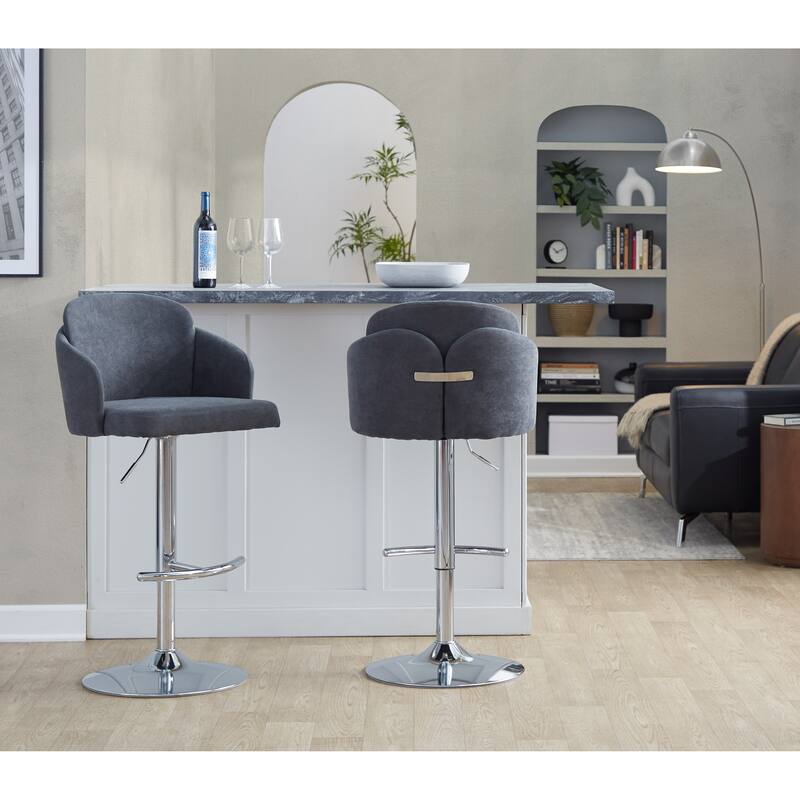 Porch & Den Dahlia Adjustable Bar Stool with Rounded T Footrest (Set of 2)