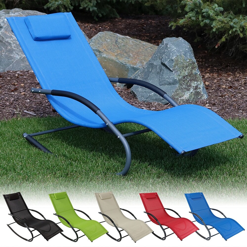 Sunnydaze Rocking Wave Lounger w Pillow Multiple Options Bed
