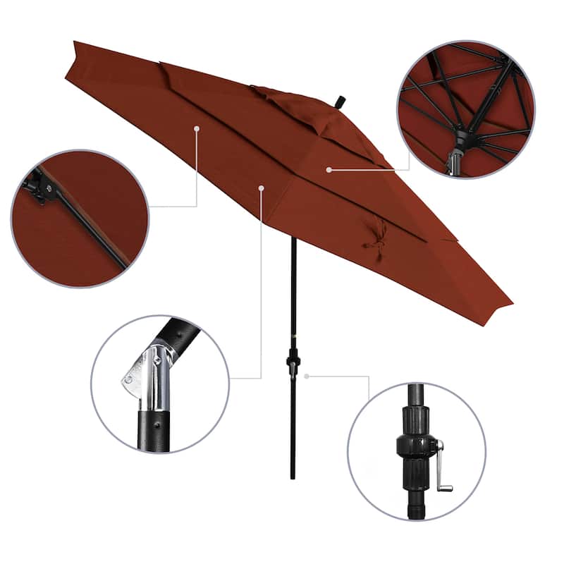 California Umbrella 11' Rd. Alum/Fiberglass Rib Patio Umb,Crank Lift/Collar Tilt, Dbl Wind Vent, Black Finish, Sunbrella Fabric