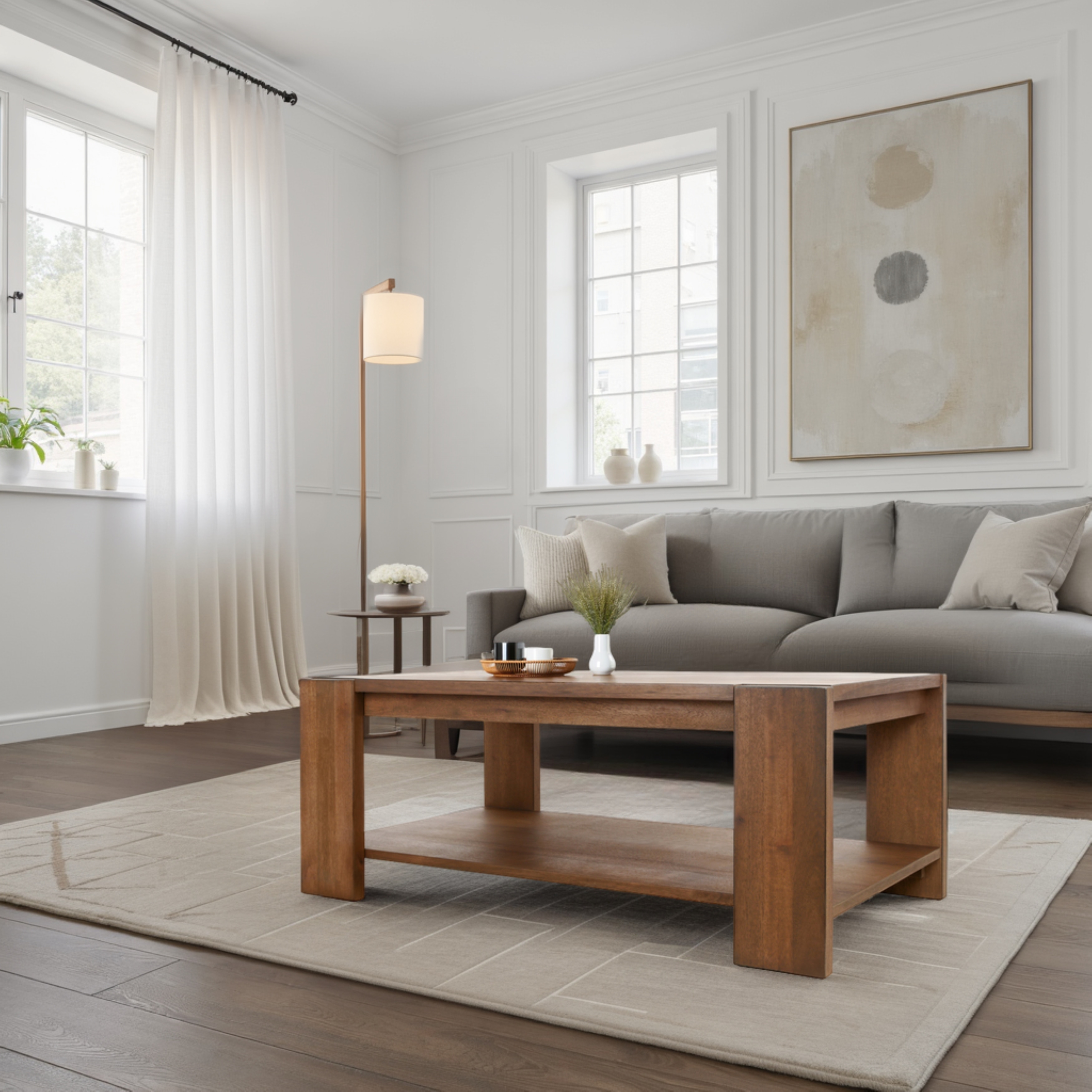 NPD Furniture Morton Rectangular Coffee Table with Open Shelf