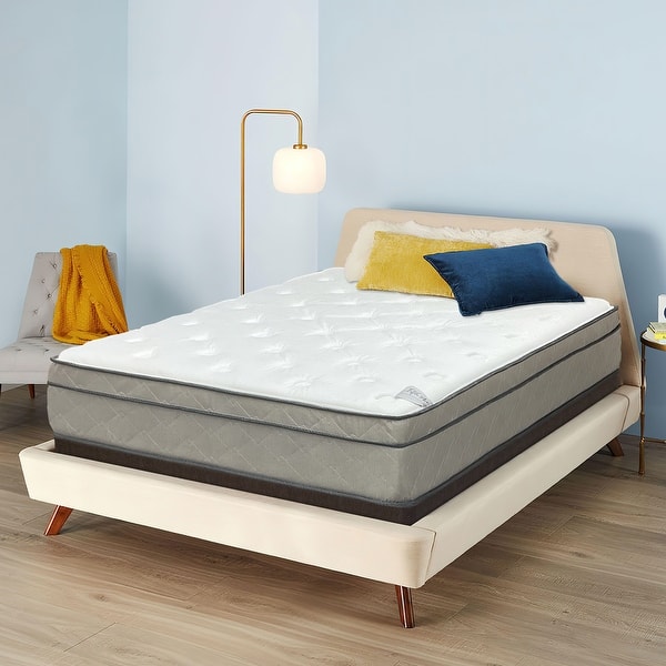 slide 2 of 7, Onetan ,Mattress and Box Spring Set, 13-Inch Ultra Plush Euro Top Hybrid Mattress and 5" Wood Simple Assembly Box Spring