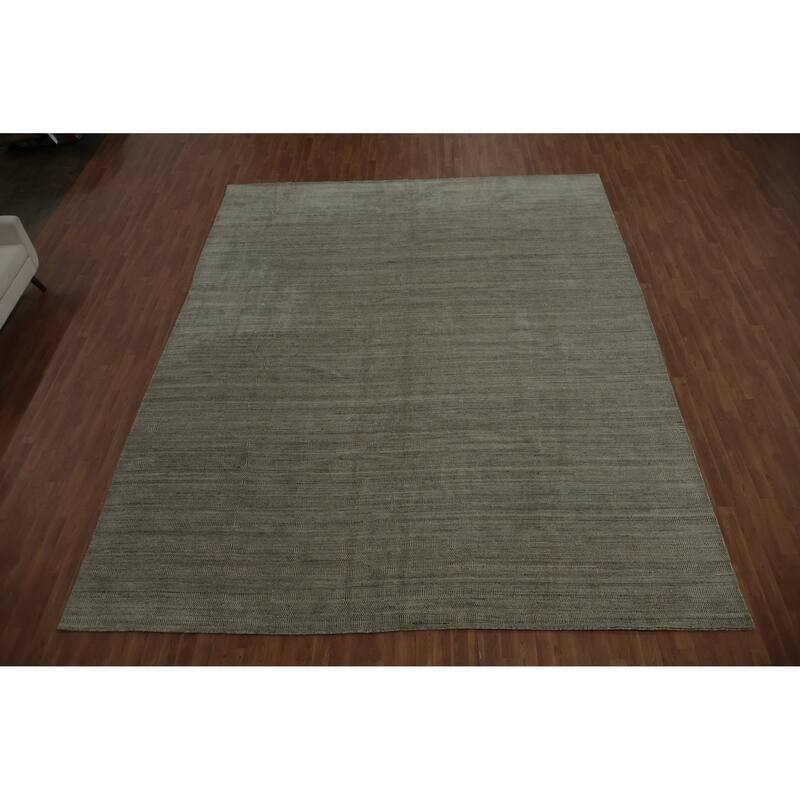 Hand Knotted Oriental 100% Wool Carpet Modern All-Over Greys & Charcoal Gabbeh Area Rug - 14' 2'' X 11' 4''