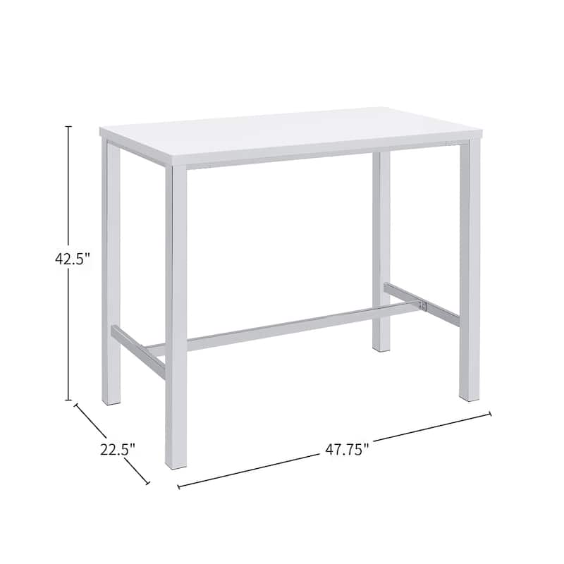 5 Piece Bar Height Dining Set in White and Chrome