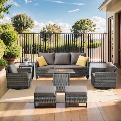 Outdoor Pocassy Sofa Chairs Set with Fire Table