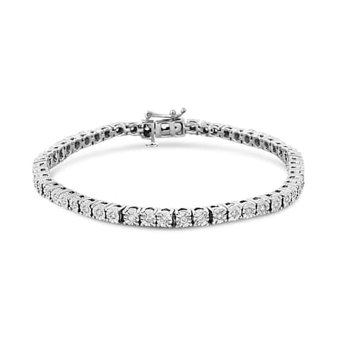 .925 Sterling Silver 1/2 Cttw Lab Grown Diamond Illusion-Set Miracle Plate Tennis Bracelet (G-H, SI1-SI2) - Size 7.25"