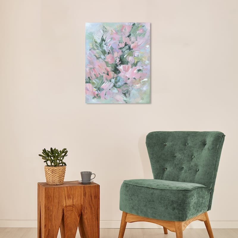 Wynwood Studio Canvas Floral and Botanical Misty flowers Pink and Pastel Pink Modern & Contemporary Wall Art Canvas Print - 20 x 16