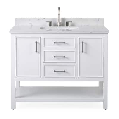 42" Tennant Brand Felton White Finish Single Sink Bathroom Vanity