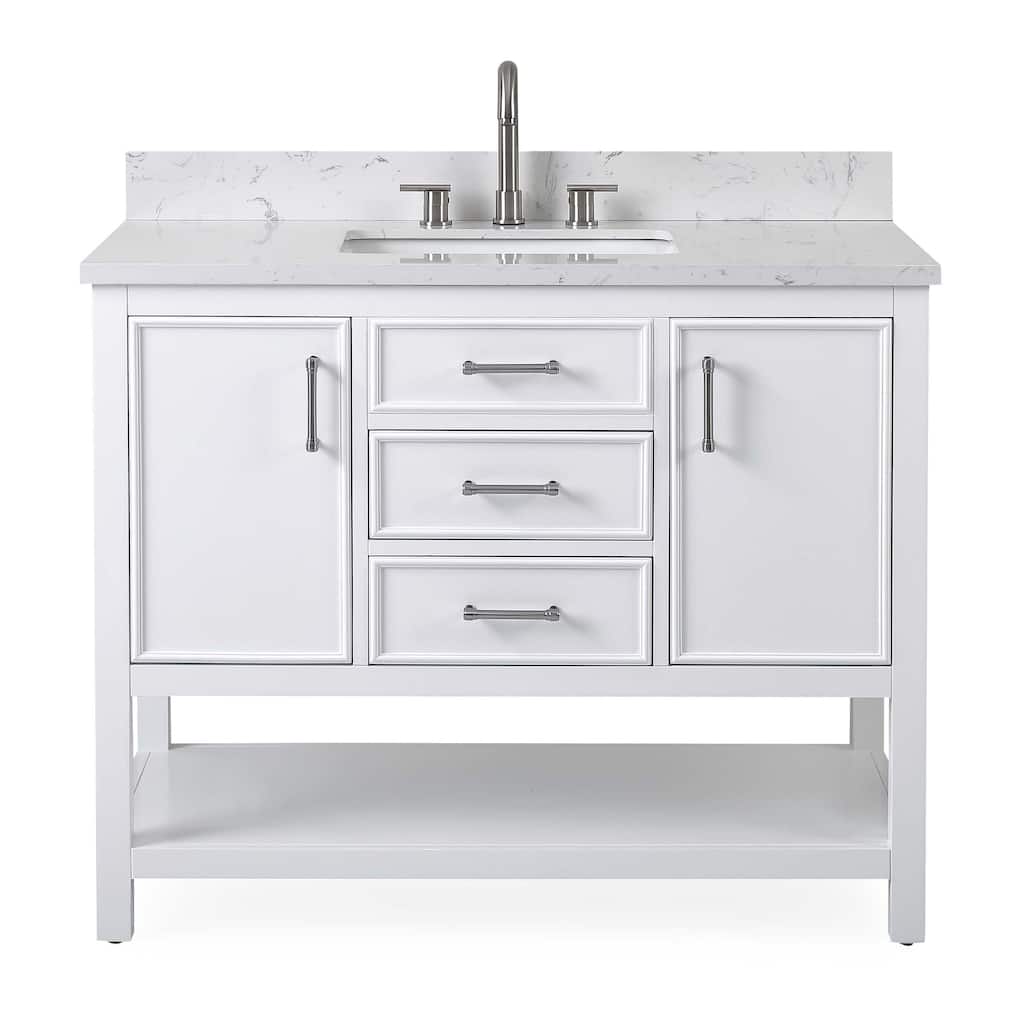 42" Tennant Brand Felton White Finish Single Sink Bathroom Vanity