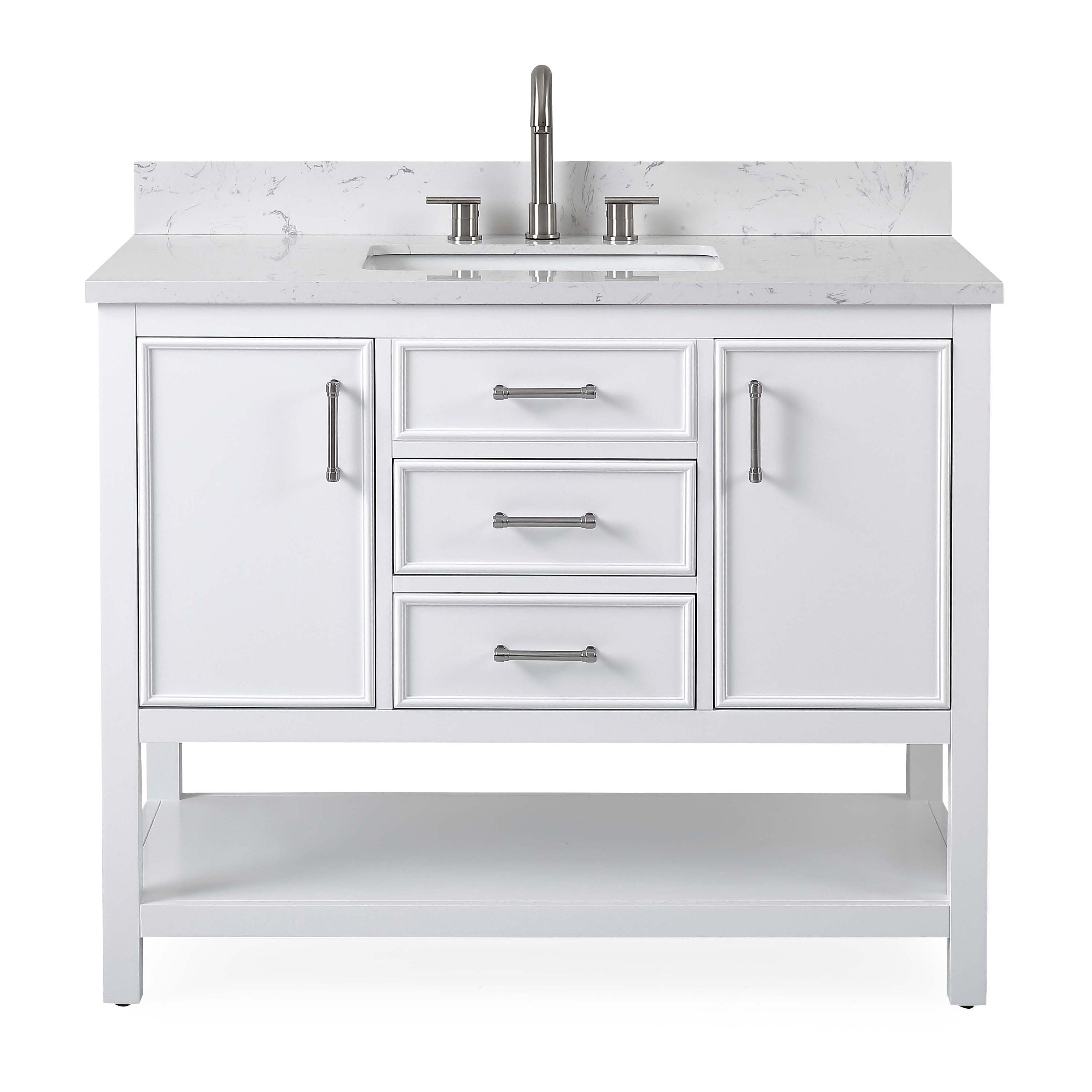 42" Tennant Brand Felton White Finish Single Sink Bathroom Vanity