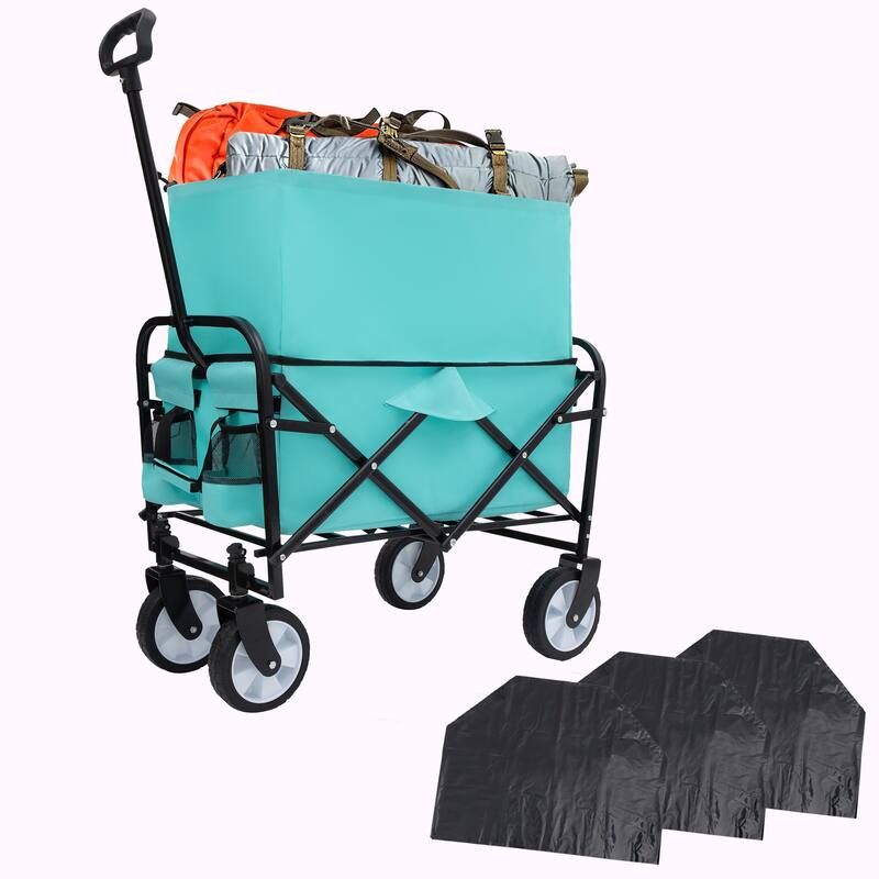 Minimeetall Multi-Use Bag & Collapsible Foldable Wagon Cart - Blue