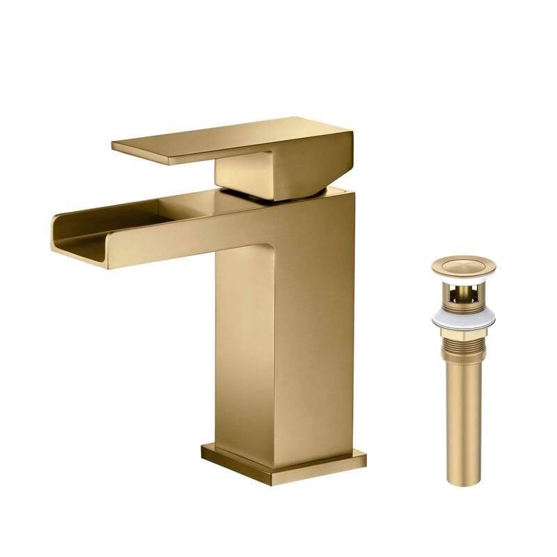 Waterfall Single Handle Bathroom Faucet - Brushed Brass