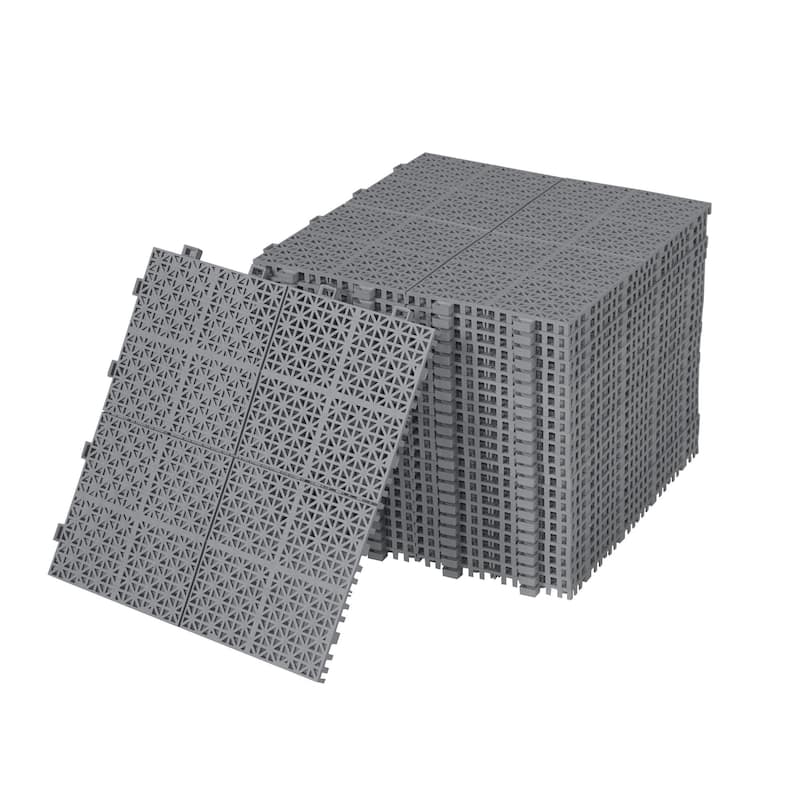 12 x 12 Inch Interlocking Deck Tiles Plastic Waterproof for Bathroom Shower Balcony Porch Pebble Stone Pattern（12 Pack）
