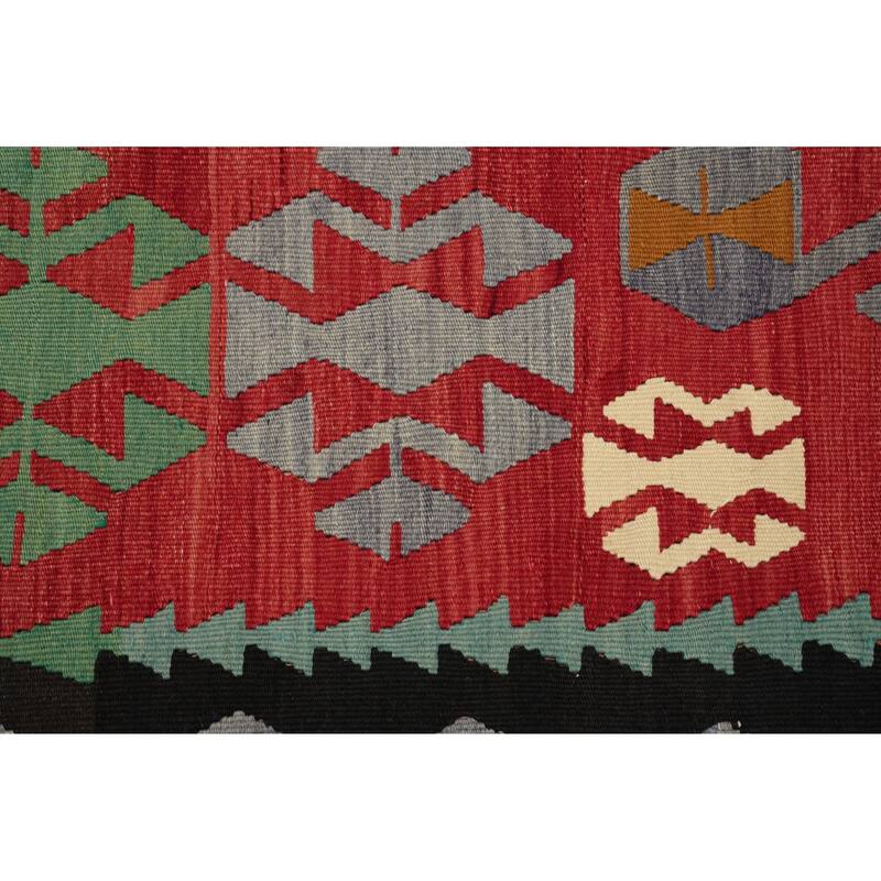 Hand Woven Oriental 100% Wool Carpet Southwestern Tribal Oranges & Rust Kilim Area Rug - 11' 3'' X 5' 9''