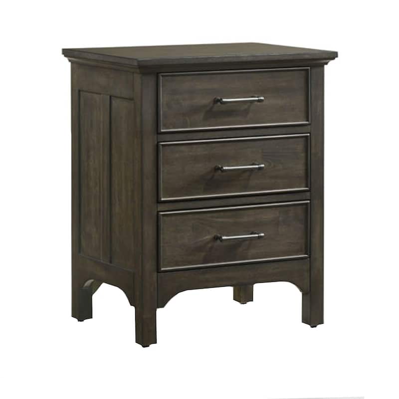 Hawthorne 3-Drawer Rubberwood Nightstand with USB Port, Brushed Charcoal