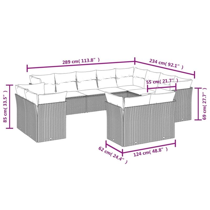 vidaXL Garden Sofa Set Black