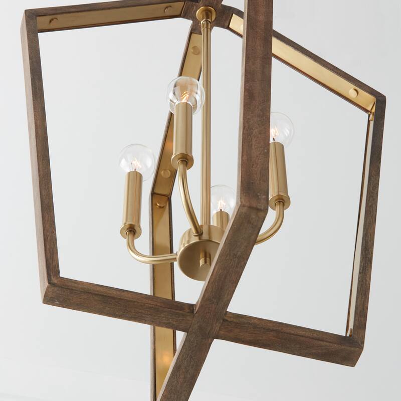 Maren 4-light Pendant w/ Handcrafted Mango Wood