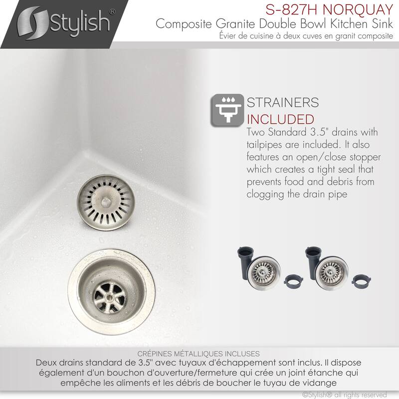 Dual mount 27" Composite Granite Double-Bowl Kitchen Sink S-827
