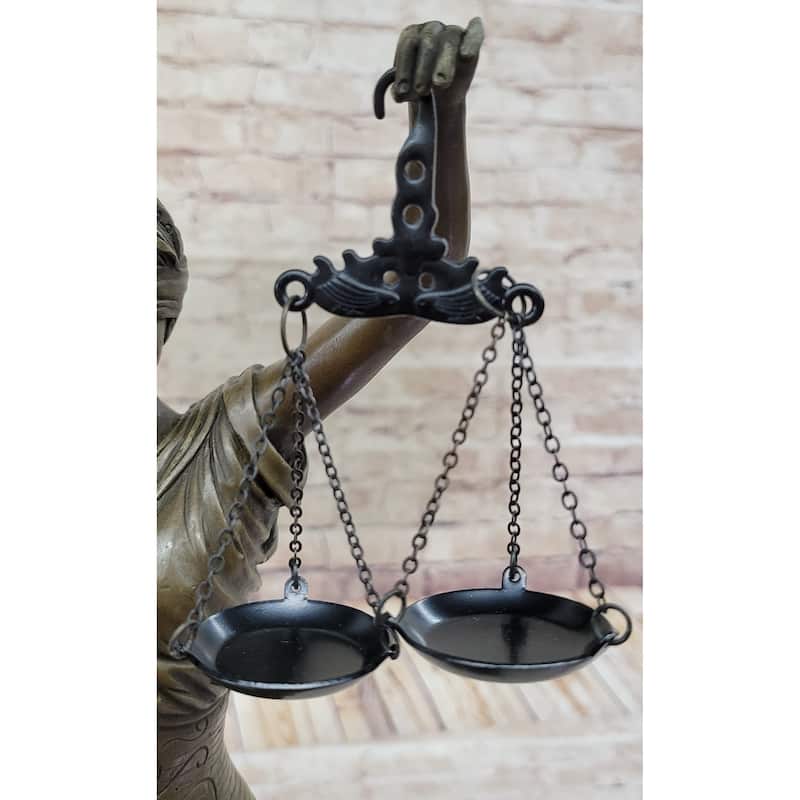 Themis Lady Justice Bronze Statue Sculpture Figure Lawyer Attorney Decor 19 Inches X 8 Inches