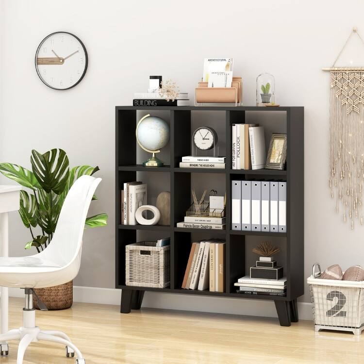 9-Cube Bookcase with 6 Removable Shelves and Raised Support Feet - 35" x 8" x 39.5" (L x W x H)