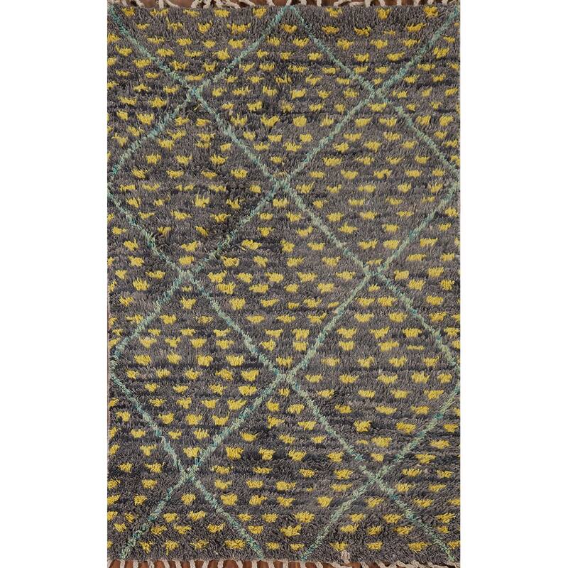 Trellis Geometric Moroccan Oriental Accent Rug Handmade Wool Carpet - 3'0" x 4'11"