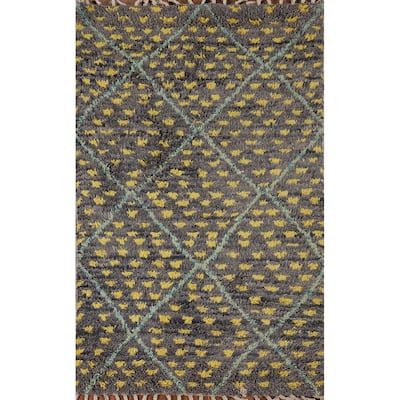 Trellis Geometric Moroccan Oriental Accent Rug Handmade Wool Carpet - 3'0" x 4'11"