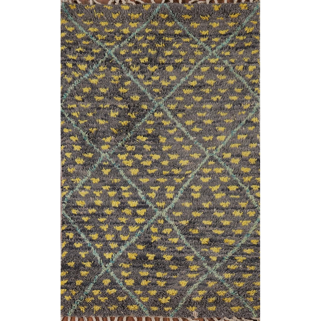Trellis Geometric Moroccan Oriental Accent Rug Handmade Wool Carpet - 3'0" x 4'11"