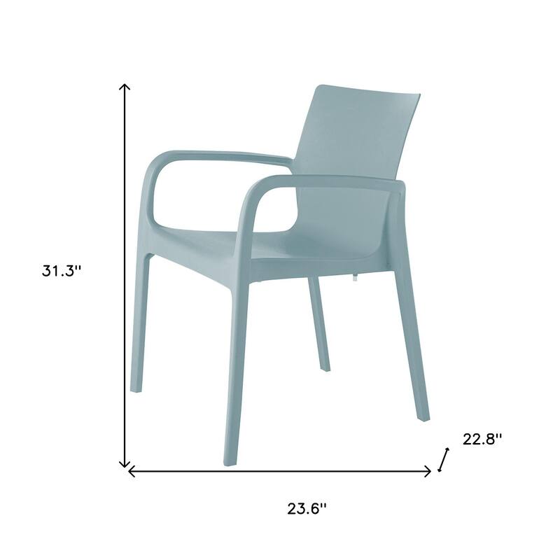HomeRoots Set of Two Baby Blue Heavy Duty Plastic Outdoor Stacking Dining Chairs